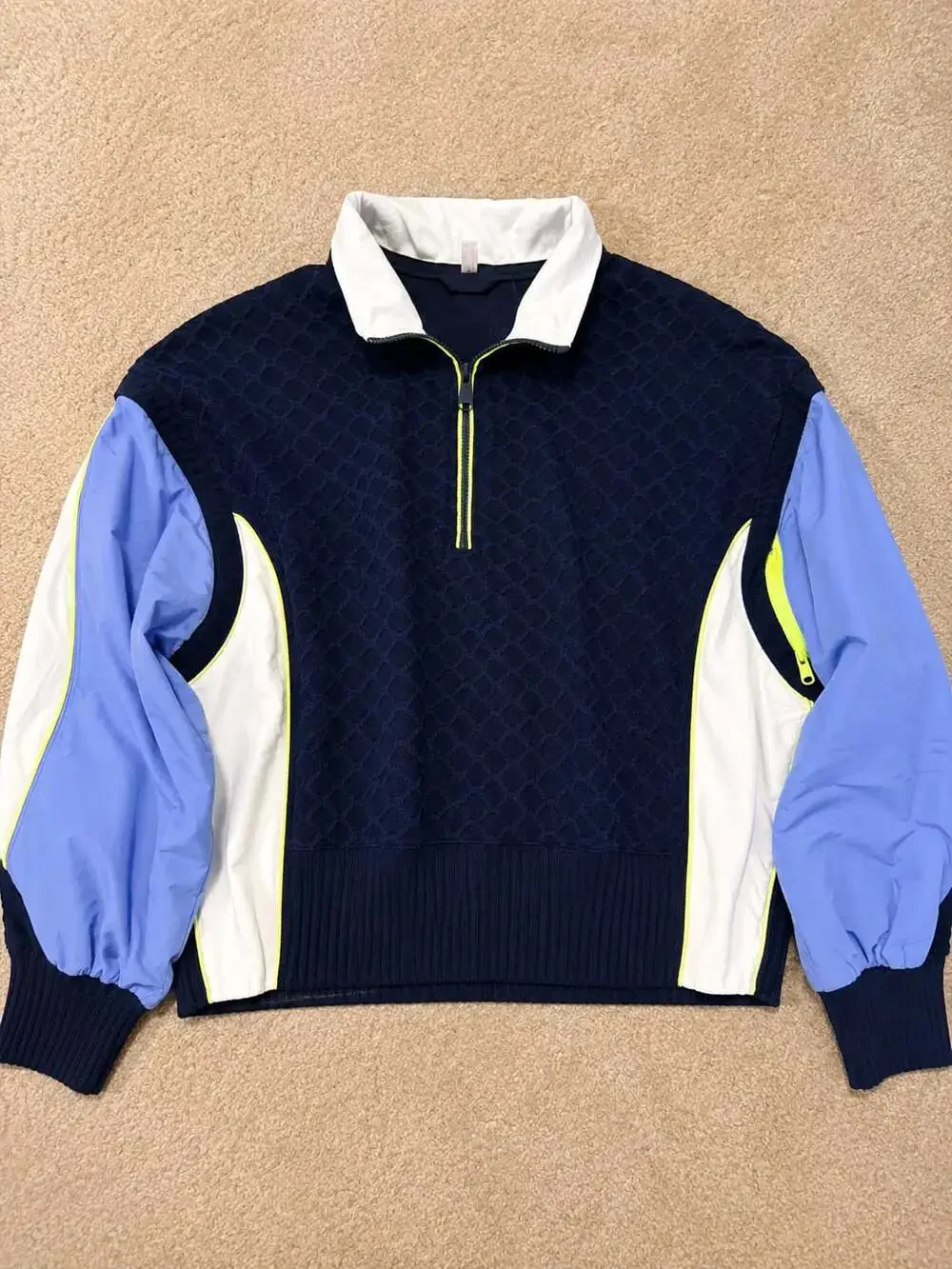 $168 Retail Free People Movement Step It Up Half-Zip Colorblock Pullover